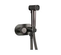 ZYCHSJXA Rubinetto Bidet Grigio Opaco, doccetta Portatile per WC e Bagno con Coperchio e Porta Carta igienica (Manico Lungo b)
