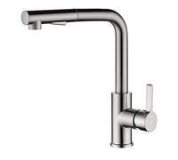 ZYCHSJXA Rubinetto con doccetta Estraibile, Interamente in Rame, per Acqua Calda e Fredda, con Rubinetto Girevole telescopico per lavello - Rome (Spazzolato)