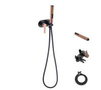 ZYCHSJXA Rubinetto da Bagno Rotondo in Ottone con Miscelatore trifunzionale Acqua Calda/Fredda per Bagno, WC e Doccia, con doccetta igienica (Set Oro Rosa A)