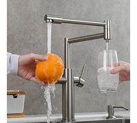 ZYCHSJXA Rubinetto da Cucina a Montaggio su Piano con riempimento pentole, Miscelatore a Doppia Maniglia per Acqua Calda e Fredda, Rubinetto per lavello a Braccio Girevole a Doppio snodo, n