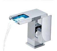 ZYCHSJXA Rubinetto Miscelatore per lavabo da Bagno con Luce LED, Leva Singola Moderna in Ottone, Acqua Calda/Fredda, Tubi Flessibili Standard UK, Finitura cromata, Ideale per l'installazion