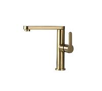 ZYCHSJXA Rubinetto Miscelatore per lavabo, Tutto in Rame, per Bagno, Acqua Calda e Fredda, Maniglia Singola, Foro Girevole, Resistente, Oro, Semplice. È così Gentile da Parte Tua.