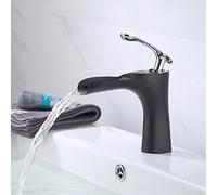 ZYCHSJXA Rubinetto per lavabo da Bagno a Cascata, Nero, Ottone, Miscelatore Acqua Calda e Fredda, monocomando, Modello Nano, Nero e Oro (Colore: Argento)