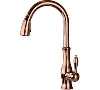 ZYCHSJXA Rubinetto per lavello da Cucina con doccetta Estraibile, Moderno, monocomando, beccuccio Girevole a 360°, Miscelatore Acqua Calda e Fredda - Oro (Cromo)