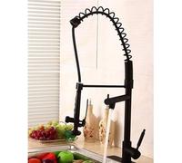 ZYCHSJXA Rubinetto per lavello da Cucina, Ideale per Bar, Stile Rustico o Commerciale, con Doppio Miscelatore monocomando di Lusso e Staffa di Montaggio, Acqua Calda e Fredda (Nero Opaco).