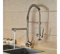 ZYCHSJXA Rubinetto per lavello da Cucina, Ideale per Bar, Stile Rustico o Commerciale, con Doppio Miscelatore monocomando di Lusso e Staffa di Montaggio, Acqua Calda e Fredda (Nero Opaco).