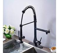 ZYCHSJXA Rubinetto per lavello da Cucina, Ideale per Bar, Stile Rustico o Commerciale, con Doppio Miscelatore monocomando di Lusso e Staffa di Montaggio, Acqua Calda e Fredda (Nero Opaco).