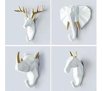 ZYCW Appendi Abiti da Muro Moderni, Decorativi da Parete Testa di Animale Resina Oro Mensole da Muro Design Attaccapanni per Giacche, Sciarpe, Borse, Zaini, Asciugamani (White,Collocation)
