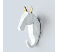 ZYCW Appendi Abiti da Muro Moderni, Decorativi da Parete Testa di Animale Resina Oro Mensole da Muro Design Attaccapanni per Giacche, Sciarpe, Borse, Zaini, Asciugamani (White,Unicorn)