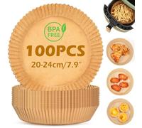 Zydiwo 100 Pezzi Carta Forno Per Friggitrice Ad Aria 20/24cm Carta da Forno Antiaderente BPA Free per 4.5-7L Air Fryer per Air Fryer Forno Padelle Microonde (Rotondo)