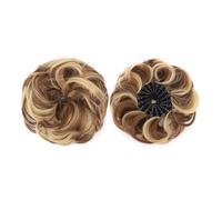 ZYDLMBJL Chignon per Donne, Extension for Chignon spettinato Sintetico, Chignon soffice, Design a Nido d'uccello, Ondulato Retrattile(Light Brown Gold)