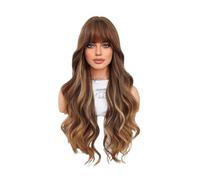 ZYDLMBJL Parrucche di Capelli Umani, Parrucca Capelli Ricci Lunghi Tinti d'oro, Fascia a Onde Grandi, Copricapo in Fibra Chimica, Parrucche Ondulate