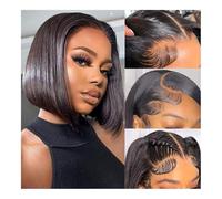 ZYDLMBJL Parrucche di Capelli Umani, Parrucca Frontale in Pizzo 4X4 con Veri Capelli Umani, Parrucca in Pizzo Liscio(10inch)