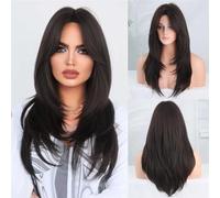 ZYDLMBJL Parrucche di Capelli Umani, Parrucca Lunga Diritta alla Moda bionda Miele for Donna Parrucca Cosplay Quotidiana Parrucche Sintetiche Hai a Strati for l'uso Quotidiano(Black)