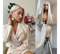 ZYDLMBJL Parrucche di Capelli Umani, Parrucche Anteriori in Pizzo Dritto Biondo Platino Bianco for Capelli Umani Parrucche Anteriori in Pizzo Trasparente 13x4 HD con densità 180%(Platinum,18 inch)