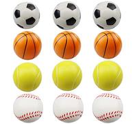 ZYDTRIP 12 palline giocattolo Squishy, 6,35 cm, mini pallone da calcio, calcio, tennis, antistress per bambini e adulti, giocattolo per feste