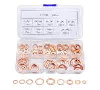 ZYDYRX 100 Pezzi Rondelle Piane Rame Set Rondelle Rame Rondelle Piatte 9 Dimensioni Set Combinato Rondelle Piatte Antiruggine Scatola Plastica con Assortimento