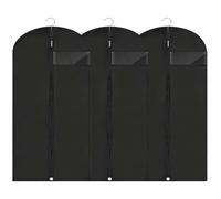 ZYEKIU 3 Pezzi Custodia Porta Abiti 60x80 CM Copriabiti Antipolvere PEVA Abiti Copertura Vestiti con Cerniera Coprisedili Lavabile Vestiti Antipolvere Impermeabili per Giacche Gonne Camicie (Nero)