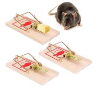 ZYEKIU 3 Pezzi Trappola per Topi, Trappole Topi Legna Riutilizzabile, Trappola a Scatto Elevata Forza D'impatto Facile da Usare per Cucina, Giardino, Cortile, Ripostiglio
