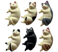 ZYEKIU 6 Magneti per Gatti dei Cartoni Animati, Piccoli Accessori Magnetici Decorativi per Frigorifero, Creativo Simpatico Gatto Addormentato Accessori for la Decorazione Della Casa