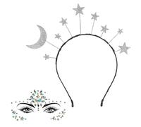 ZYEKIU Cerchietto Capelli Cerchietto Capelli Donna Star Headband Tiara Cristallo Scintillante Masquerade Tatuaggi Temporanei Cerchietto StelleTatuaggi Temporanei Strass Viso Cerchietto Masquerade
