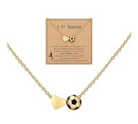 ZYEKIU Collar Mujer Joyas de Mujer Colgante Personalizado 41-50cm Adjustable Gold Heart Pendant Necklace con Fútbol Collar para Hombres for Sports Lovers Fans Teams Jewelry Gift(Oro)