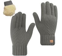 ZYEKIU Guanti Invernali Uomo Termici con Fodera in Pile Touch Screen Caldi Morbidi Elastici con Polsino a Maglia, Guanti Termici Donna per Attività all'Aperto Ciclismo Sci per Uomini e Donne (Cachi)