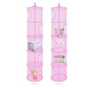 ZYETGH 2 Pezzi Portaoggetti da Appendere, Organizer da Appendere Contenitore da Appendere Pieghevole con 5 Scomparti per la Cameretta dei Bambini il bagno il Balcone (Rosa)
