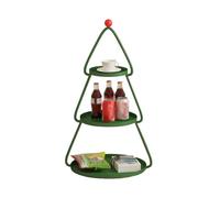 ZYFAB 3-Tier Albero di Natale Stand, Verde Metallo Torre di Servizio con la Stella Rossa Topper Decorativo scaffale di stoccaggio per Bevande e spuntini,B