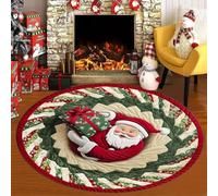 ZYFAB 3D Rotondo Natale Tappeto Tappeto Decorativo con Modello di profondità Divertente Babbo Natale Antiscivolo Tappeto per Vacanza Ingresso Soggiorno vortice Tappeto,C,80 * 80cm