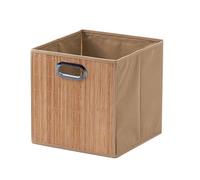 ZYFAB Bamboo Decorativo Scatola di stoccaggio, Tessuto Foderato Cesto di stoccaggio con Maniglia Spessore Pieghevole Cesto di Vite per casa Cucina scaffale,A