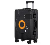 ZYFBD Valigia leggera con serratura TSA, ruote universali, telaio in alluminio, bagaglio da viaggio ideale per sicurezza e durata, finitura bianca, Nero