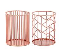 ZYFFHG 2 pezzi portapenne in metallo porta penna rotonda cava porta penna in oro rosa con ripiano portaoggetti per porta penna da ufficio per riporre pennelli, penna a fiori decorativi