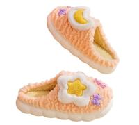 ZYFHYU Pantofole morbide Casual da Donna, da casa, Piatte, con Stelle e Luna, da Cartone Animato, Scarpe Carine, da Bambina, Pantofole Invernali con Plateau, da casa per La Casa(Yellow,38-39)
