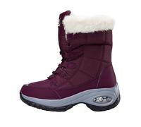 ZYFHYU Scarpe invernali da donna in cotone felpato con plateau grande, stivali da neve antiscivolo, stivali comodi da lavoro all'aperto per Giardino, Fattoria e Outdoor(Red,36)
