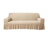 ZYFHYU Sofa Slipcover with Skirt Universal Armchair Easy Fit Living Room Couch Cover Washable Furniture Protector per Divano(Beige,3 Seater(190-230cm))