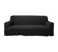 ZYFHYU Sofa Slipcover with Skirt Universal Armchair Easy Fit Living Room Couch Cover Washable Furniture Protector per Divano(Black,3 Seater(190-230cm))