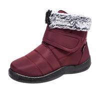 ZYFHYU Stivali da donna Stivali invernali impermeabili con stivali caldi alla caviglia Scarpe invernali da neve for donna Gomma per Giardino, Fattoria e Outdoor(Wine red,39)