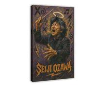 ZYGNBHL Direttore d'orchestra Seiji_Ozawa, poster su tela, decorazione da parete, per camera da letto, ufficio, stanza, regalo, cornice 30,5 x 45,7 cm