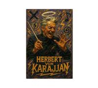 ZYGNBHL Poster su tela con direttore d'orchestra Herbert Von Karajan, decorazione per camera da letto, paesaggio sportivo, ufficio, stanza, regalo, senza cornice, 30,5 x 45,7 cm