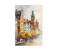 ZYGNBHL Poster su tela di Copenaghen, Danimarca, introduzione alla città, camera da letto, bagno, ufficio, regali decorativi per la stanza, senza cornice, 30,5 x 45,7 cm