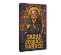 ZYGNBHL Stampa artistica su tela con stampa artistica da parete e poster della comica Sarah_Jessica_Parker, cornice decorativa moderna per camera da letto, 50,8 x 76,2 cm