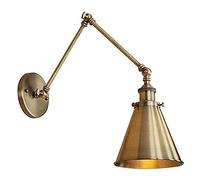 ZYGPH Applique da Parete Vintage Regolabile in Stile Industriale con Finitura in Ottone - Lampada da Parete Classica e nostalgica con Braccio oscillante, Illuminazione per Soggiorno