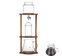 ZYGPH Cold Brew Drip Tower, Torre Portatile per caffè Freddo, con Flusso d'Acqua Regolabile, caraffa in Vetro, Supporto in Legno, per Ufficio Domestico