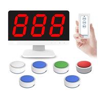 ZYGPH Gioco di Quiz interattivo Wireless, Buzzer per risposte a Quiz Wireless con Telecomando, 1 Monitor + 4/6/8/10 Buzzer per Quiz televisivi, concorsi scolastici e Quiz per Feste, Set da 6 Pezzi