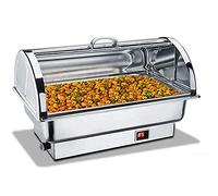 ZYGPH Scaldavivande per Feste, Buffet, Elettrico, 400 W, scaldavivande elettrici, Server per Buffet con Coperchio, Ideale per Feste, Buffet, 9 l, Regolabile, C, A