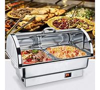 ZYGPH Scaldavivande per Feste, Buffet, Elettrico, 400 W, scaldavivande Elettrico, Server per Buffet con Coperchio, Ideale per Feste, Buffet, 9 l, Regolabile, C, B