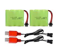 ZYGY 2PCS 7.4V 1000mAh SM-4P Plug Batteria Ricaricabile con Cavo di Ricarica USB per DE36W DE65 NO.1809 RC Auto giocattolo Modello Off-Road Car Climbing Drift Racing Batteria