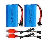 ZYGY 2PCS 7.4V 1200mAh SM-4P Plug Batteria Ricaricabile con Cavo di Ricarica USB per EC08 RC Toy Car Modello Off-Road Auto Arrampicata Drifting Racing RC Barca Batteria