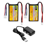 ZYGY 2PCS 7.4V 500mAh 30C PH2.0 spina Lipo batteria con caricabatterie 2-in-1 per AX24 SCX24 RC veicoli, la maggior parte delle batterie di modello RC di camion proporzionali 1/10, 1/16, 1/18, 1/24